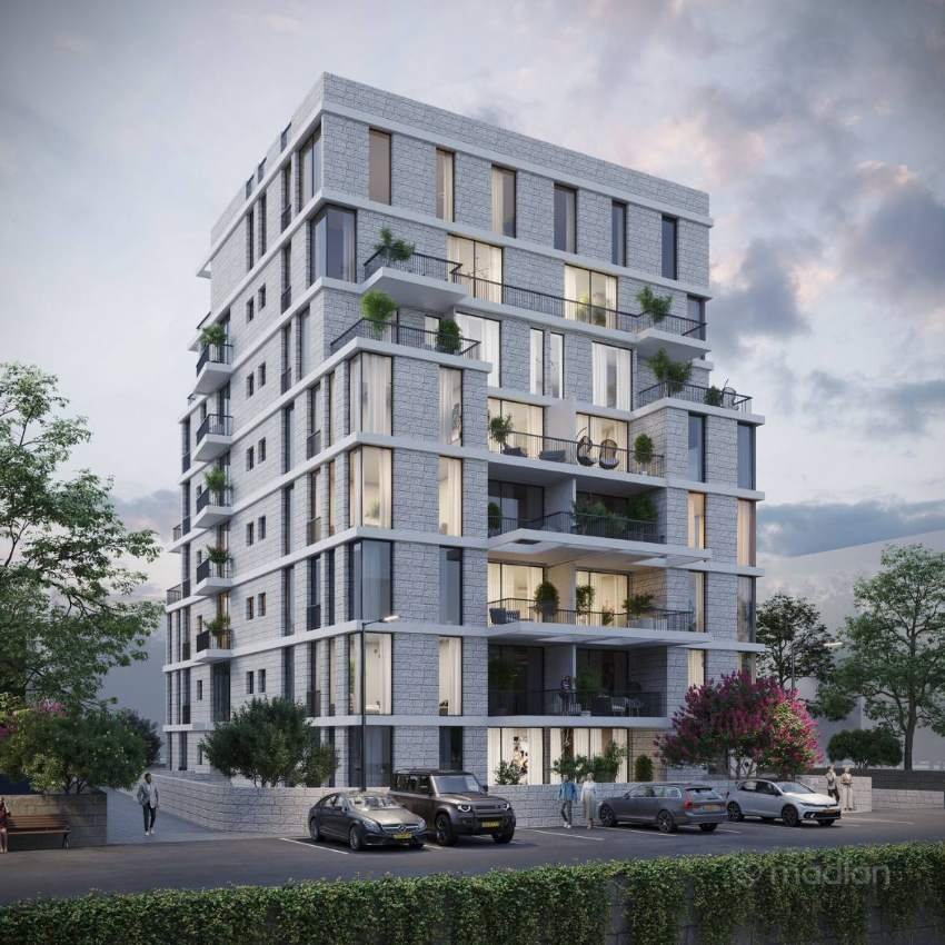 Amatzia 3A, new construction in the Greek Colony, Jerusalem: street façade