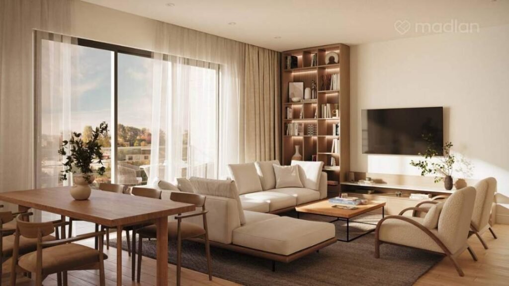 Amatzia 3A, Greek Colony, living and dining room (developer rendering)