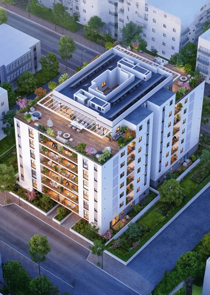 14 Borochov, Ra'anana: rooftop terraces and penthouses (developer rendering)