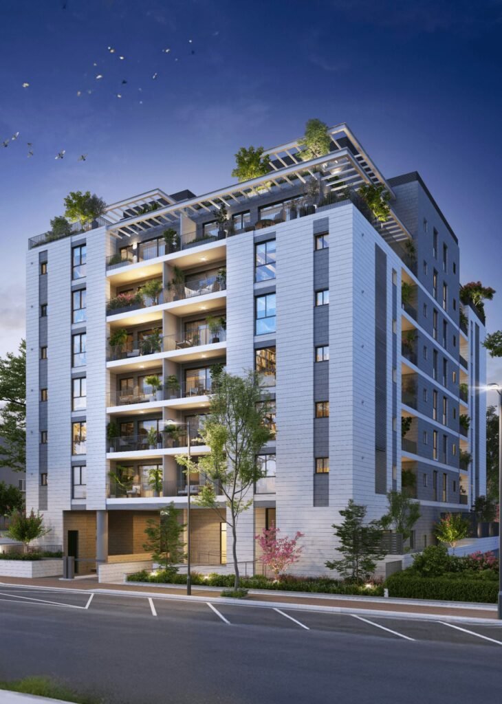 24 Borochov, Ra'anana: façade and balconies (developer rendering)