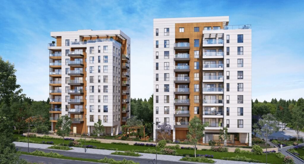 HaMeha Complex, Ra'anana: residential buildings and gardens (developer rendering)