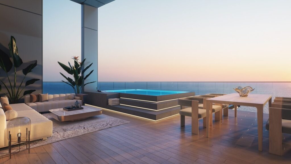 Sea Aviv, Netanya: penthouse terrace with private pool and sea view (developer rendering)