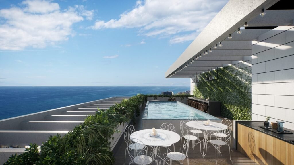 Sea You, Netanya: pool terrace overlooking the sea (developer rendering)