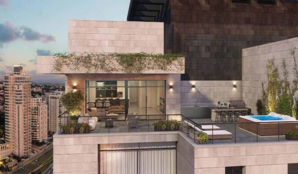 VISION, Talpiot: penthouse terrace with hot tub (developer rendering)